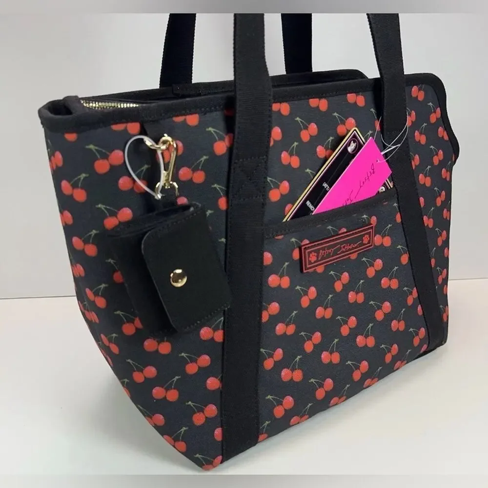 NEW BETSEY JOHNSON TSA-compliant pet carrier 16 LBS RED BLACK CHERRY PRINT BAG